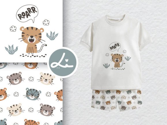 Cute Cartoon Tiger Seamless Pattern Set: A Versatile Asset for Modern Design Projects