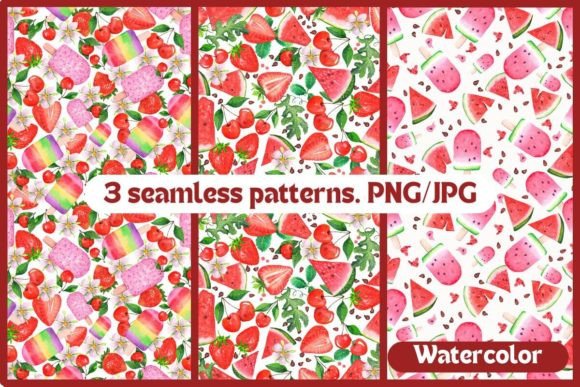 Fruit Icecream Pattern Watercolor Art