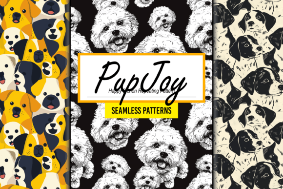 Happy Bichon Repeating Seamless Pattern
