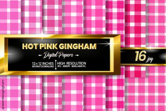 Hot Pink Gingham Digital Papers Evaluation