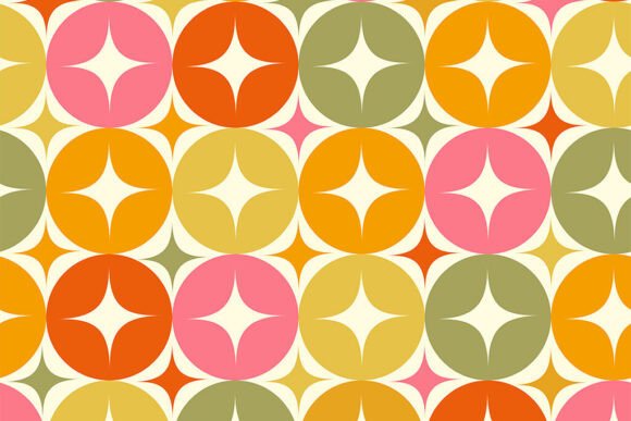 Mid Century Stars on Circles Pattern: Elevating Home and Fabric Design