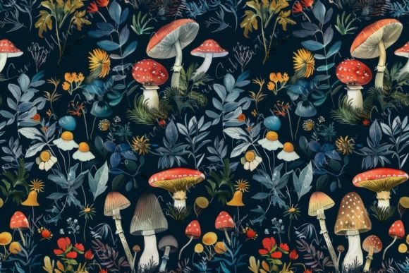 Mushroom Forest Wallpaper Seamless