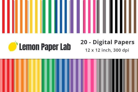 Striped Digital Paper - Rainbow Colors
