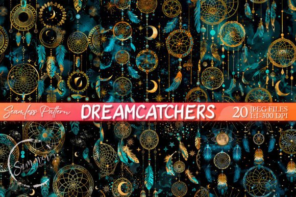 Teal and Gold Dreamcatcher Pattern: A Visual Guide to Elevated Design