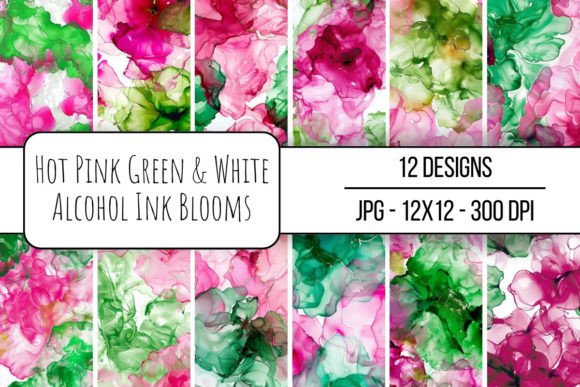 Unlocking Creative Potential with Hot Pink Green White Alcohol Ink Bloom Digital Assets