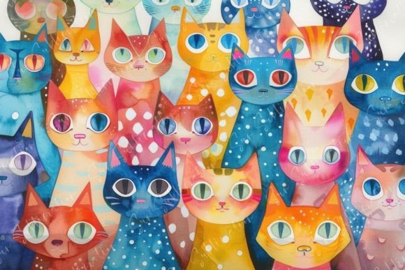 Vibrant Cat Collection: A Whimsical Asset for Creatives