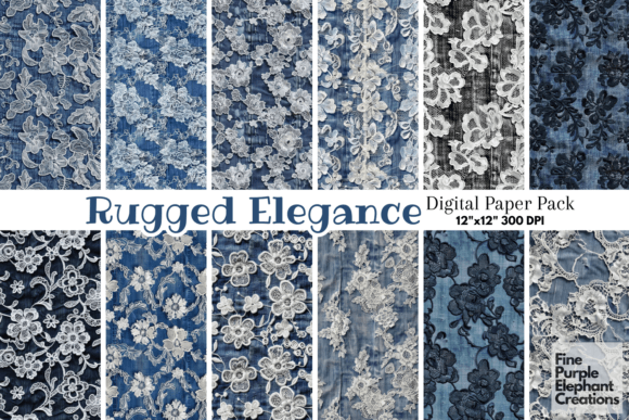 White Lace Blue Jean Denim Worn Texture